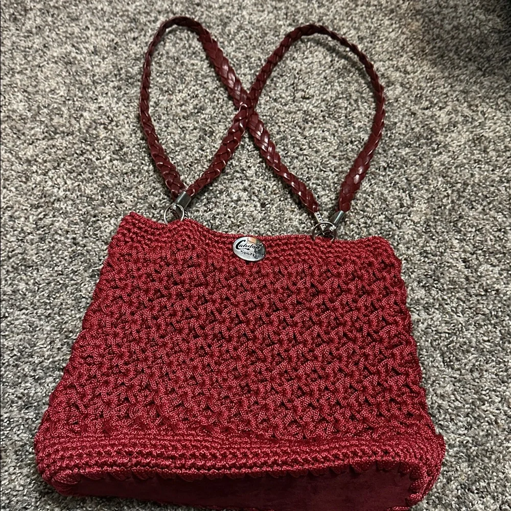 Calidad Sport D’Stylo Italian Vintage Red Macrame Purse